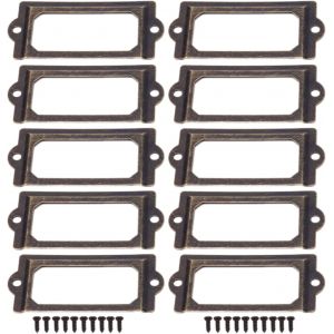 Cadre D'&iquest;&iquest;tiquette R&iquest;&iquest;tro 10Pcs Porte-&iquest;&iquest;tiquettes en Bronze Antique Cadre en M&iquest;&iquest;tal Cadre ?tiquette de Nom Vintage Carte d'&iquest;&iquest;tiquette pour Meubles Tiroirs Armoires Classeurs (70x33 mm) - Neuf