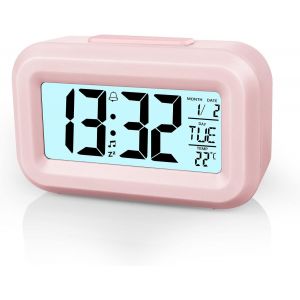 KAL-Réveil Digital Lcd À Piles - Grand Écran Miroir Avec Température, Date, 2 Alarmes - Pour Maison Et Bureau - Neuf