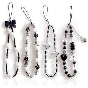Kal-Y2k Lot De 4 Pendentifs Pour Téléphone Portable, Chaîne Courte, Pendentif Classique Pour Téléphone Portable, Pendentif Pour Coque De Téléphone Portable, Bracelet Porte-Clés Pour Appareil Photo, - Neuf