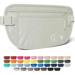 nzqaf-Sac Banane Femme Ultra Fin avec Protection RFID, Antivol Banane Homme avec Sangle Réglable, Ceinture Course à Pied Légère pour Voyage et Sport, Pochette Secrète pour Telephone et Passeport - Neuf