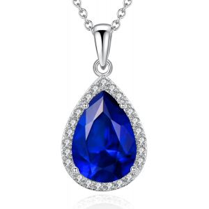 Meimie-Collier Pendentif Ovale En Forme De Poire En Forme De Larme | Collier De Pierre De Naissance Cristaux Rubis Émeraude Saphir | Cadeau De Bijoux Significatif Pour Mère Fille Petite Amie Épouse - Neuf