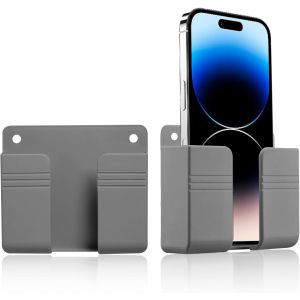 Lot De 2 Supports Muraux Autocollants Pour T&eacute;l&eacute;phone Portable, Support De Chargeur De T&eacute;l&eacute;phone Portable, &Eacute;tag&egrave;re De Chevet Adh&eacute;sive Pour Chargeur, T&eacute;l&eacute;commande Tv, Bo&icirc;te De Rangement Univer[Z1630] - Neuf