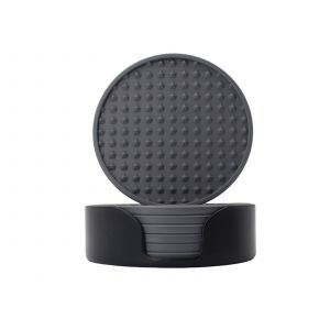 Ensemble De 6 Sous-Verres En Silicone Avec Support - Gris - Neuf