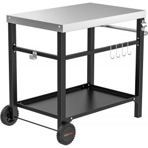 Ulteronixshop-Desserte Ext&eacute;rieure Table de Barbecue, Chariot de Service &agrave; roulettes pour Barbecue Plancha, Four a Pizza, Cuisine d'Ext&eacute;rieur, 85 X 55 X 80 cm - Neuf