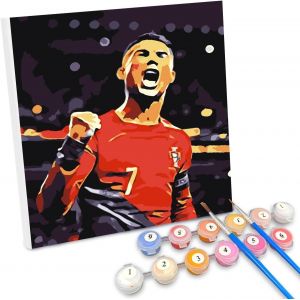 KALANKA-Peinture Numéro Football,Peinture Numéros Enfant avec Cadre,Pinceau,Convient Aux Débutants et Aux Garcon,Décoration Maison,20 * 20 cm-A - Neuf