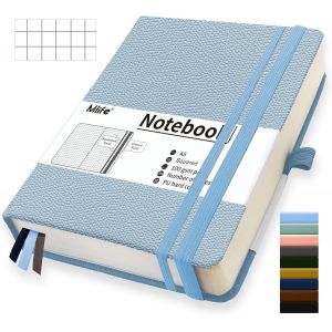 Eryi-A5 Squared Paper Notebook Épaissi,360 Pages Et 100g/M² De Papier Résistant À L'encre,Carnets De Notes Avec Pochette Pliante Pour Le Bureau École Maison Écriture&carnet De Notes(Bleu Clair) - Neuf