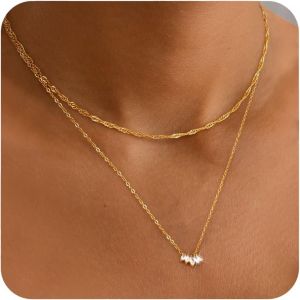 Kal-Collier Or Femme Plaqu&eacute;e Or Superpos&eacute; Acier Inoxydable R&eacute;glable Pendentif Cha&icirc;ne Satellite Papillon Vert Cz Ensemble De Colliers Pour Femmes - Neuf