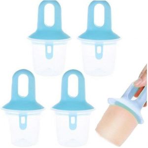 Lot De 5 Mini Moules À Glace En Silicone Bleu Avec Couvercles Pour Glaces Et Milkshakes Pour Bébé - Neuf