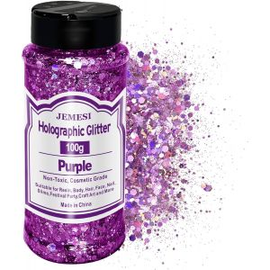 Kalanka-Holographique Grosses Paillettes, 100g Violet Sequins Glitter, Paillettes Pour Visage, Corps, Cheveux, Résine Epoxy, Paillette Visage Festival - Neuf