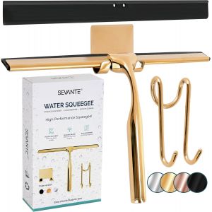 Raclette de douche 24,5 cm-Raclette de fenêtre en métal-Accessoires de salle de bain-Raclette de douche avec support-Flitte pour douche,verre et miroir-Raclette de cabine de douche.[Y25] - Neuf