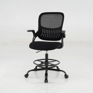 COSTWAY Chaise de Bureau Pivotante Haute en Maille avec Accoudoirs Relevables et Repose-pieds Réglable 70 x 62 x 108-126 cm - Neuf