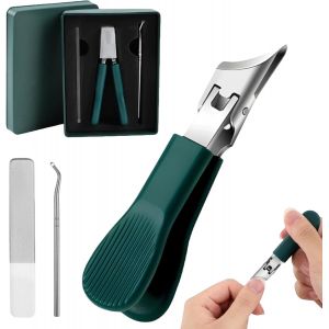 JGD-Ensemble Coupe-Ongles Bec d&iquest;Aigle 3 en 1,Coupe-ongles d'orteils Acier Inoxydable,Protection Anti-Projections, Incluant Lime en Verre et Nettoyeur d&iquest;Ongles - Neuf