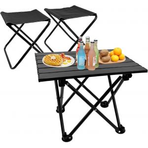 Ulteronixshop-Table De Camping Pliante Avec Chaises - Pique-Nique L&eacute;g&egrave;re Pour Plage, Randonn&eacute;e, Voyage, P&ecirc;che, Barbecue - Table Robuste Et Chaises D'ext&eacute;rieur Avec Sacs De Rangement - Neuf