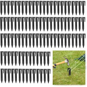MEVRONISSHOP-100 Pi&egrave;ces Piquet Fil Robot Tondeuse, Piquets de Fixation pour C&acirc;bles P&eacute;riph&eacute;riques, Piquets de Fixation en Plastique Robuste, Crochet pour Robot Tondeuse - Neuf