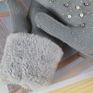 Gants Pour Femmes Mitaines En Laine Hiver Mitaines Chaudes Épaisses Tricoté À Doigts Pleins Doux - Neuf
