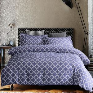 HJLIAN Parure de lit confortable avec housse de couette et taies d'oreiller a imprime geometrique pour chambre (King) - Neuf