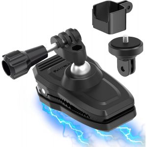 Pocket 3 Magnetic Backpack Stand Compatible with GoPro Hero 12-3 Action Cameras 360&deg; Rotating Strap Holder Compatible with Insta360 X5/X4/X3/X2/X Hands Free Vlogging Accessories - Neuf