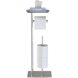 TIANYI-Porte-Rouleau de Papier Toilette sur Pied avec &eacute;tag&egrave;re de Rangement sup&eacute;rieure, Support de Papier Toilette, Distributeur de Papier Toilette au Sol, rangements 4 Rouleaux de r&eacute;serve - Neuf