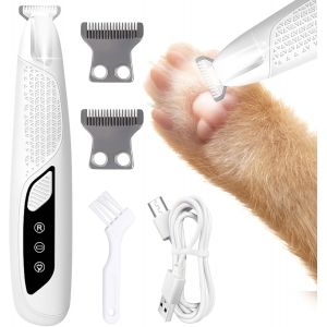 Jgd-Tondeuse &Agrave; Pattes Pour Chiens Et Chats Avec Lumi&egrave;re Led &iquest; Tondeuse Silencieuse Rechargeable Et &Eacute;tanche Avec 2 T&ecirc;tes De Rasage Pour Pattes, Visage Et Oreilles Des Chats, Petits Animaux Et Chiens - Neuf
