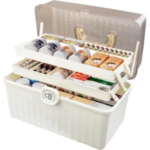 SUBZONAL-Boite Pharmacie, Medicaments Rangement, Medicament M&eacute;dicament de pour Verrouillable avec Poign&eacute;e de Transport, Bo&icirc;te &agrave; Pharmacie &agrave; 3 &Eacute;tages, pour Votre m&eacute;decine Domestique - Neuf