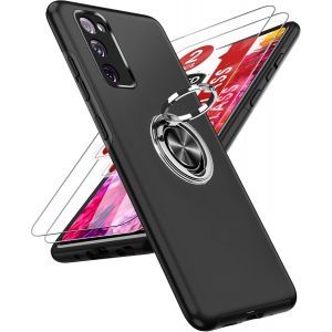 Sansh-Coque Pour Samsung Galaxy S20 Fe 5g/4g Avec 2 Verre Trempé Vitre Protection Et Anneau Telephone, Militaire Pc Et Tpu Silicone Etui Antichoc Housse Pour Samsung Galaxy S20fe 5g/4g - Noir - Neuf