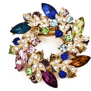 Kjdal-Broche De Mode Pour Femmes,Strass Fleur Or Broche Bijoux Faits &Agrave; La Main Pour Bouquet De Mariage,&Eacute;charpe Anneau Boucle Clip - Neuf