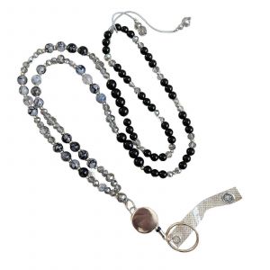 Pierre Naturelle Perles Cordon Collier Clé Rétractable Et Porte-Badge Pour Femmes, Accessoires Légers Dans Les Multi-Couleur - Neuf