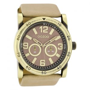 Montre-Bracelet De Luxe Pour Homme En Cuir Mat Beige (Oozoo ) Uoc8305a - Neuf