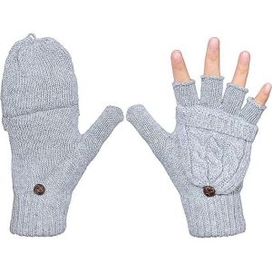 Gants D'hiver Pour Femmes Laine Chaude Tricoté Convertible Mitaines Sans Doigts - Neuf