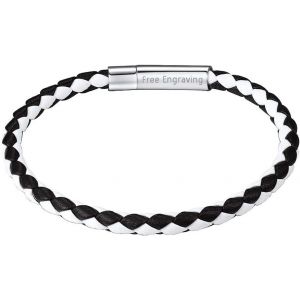 Kal-Bracelet &Agrave; Double-Tours Cordon Cuir Tress&eacute;/Bracelet Cordon En Cuir Artificiel Tress&eacute; 5mm 18/20/22cm (Noir/Marron) Bracelet Cordon Pour Homme Femme Cadeau Noel Anniversaire (Bijoux Bo&icirc;te) - Neuf