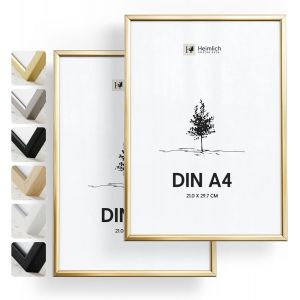 CMWX-&reg; - Cadre photo - A4 21 x 30 cm, Aluminium, Dor&eacute;, Lot de 2 - Cadres pour documents, certificats, dipl&ocirc;mes avec plastification - Montage mural ou sur table - Neuf