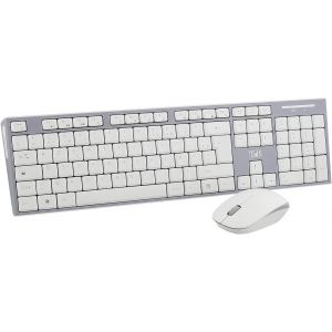 T&iquest;Nb Clavier Et Souris Sans Fil Radiofr&eacute;quence, Clavier Azerty Fran&ccedil;ais, Compact, Confortable Et Silencieux, Raccourcis Multim&eacute;dia, Souris Haute Autonomie, Clics Silencieux, Windows/Linux &iquest; Blanc - Neuf