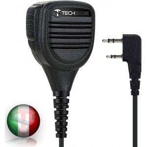 Microphone Speaker IP54 with PTT Compatible with UV 5R Radio CB Midland 2 Pin Kenwood Midland G10 G11 Clip 360&deg;Jack 3.5mm Walkie Talkie Professional Long Range - Neuf