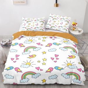 Arc En Ciel Parure De Lit X + X Taies D'oreiller Xcm Parure Housse De Couette Microfibre Parure Lit Enfant Doux Confortable X Cm - Neuf