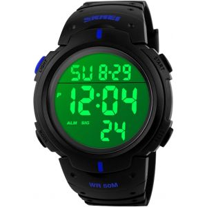 Eryi-Montre Numérique Pour Homme, 50 M, Étanche Pour Les Loisirs Et L'extérieur, Avec Réveil, Chronomètre, Fonctionne Avec Led - Montre Numérique Pour Homme. - Neuf