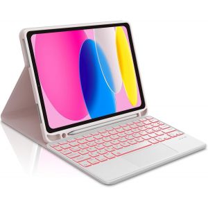 , Clavier Pour Ipad A16 2025 Et Ipad 10 Gen 2022, Étui Avec Clavier Pour Ipad 10.9/11"", Coque Tactile Magnétique Rétro-Éclairé Bluetooth Keyboard, Italien Layout, Usb C, Rose - Neuf