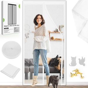Moustiquaire magnétique pour porte de balcon,porte-110 x 220 cm-Résistante aux rayures-Sans perçage-Force magnétique plus forte-Le rideau magnétique est idéal pour la porte de balcon,de - Neuf