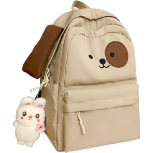 ChenQuanSarl-Sac À Dos Pour Femme Casual Sacs Scolaires Avec Pendentif Lapin Poids Léger Daypack Grand Nylon Sac D'École Pour École Voyage U Quotidien Kaki B - Neuf