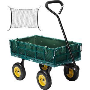 Chariot de Jardin Robuste et Convertible Capacité de Charge 250kg Chariot de Transport avec Grilles Métalliques et Bâche Intérieure Poignée Rotative pour Jardin Camping Festival - Neuf