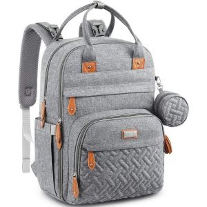 Sac &Agrave; Dos &Agrave; Langer Avec Matelas &Agrave; Langer Pour B&eacute;b&eacute; - Grande Capacit&eacute; Sac &Agrave; Couches Multifonction Imperm&eacute;able Sac De Voyage Avec &Eacute;tui &Agrave; Sucette D&eacute;tachable, Unisexe (Gris) - Neuf