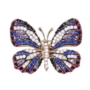 Femmes Papillon Broche Alliage Broche Mariage F&ecirc;te Bijoux Avec D&eacute;coration De Strass #1 - Neuf
