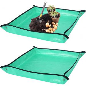 (Vert) 2 tapis de jardinage imperm&eacute;ables, pliables, pour la plantation de fleurs, 100 x 100 cm, outil de rempotage, demi-pot de l&eacute;gumes, int&eacute;rieur/ext&eacute;rieur. - Neuf