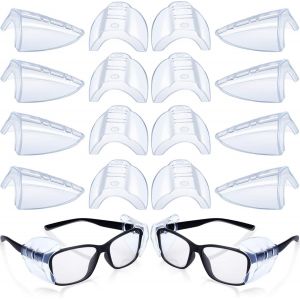 8 Paires De Protections Latérales De Lunettes De Sécurité Lunettes Latérales Clair Souple Convient Aux Petites Moyenne Taille Lunettes (Transparent) - Neuf
