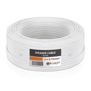 KALANKA-® Câble jumelé de 50 m - 2 x 0,75 mm² - Blanc - 2 Fils (50 m - 0,75 mm² - 1 Anneau, Blanc) - Neuf