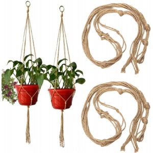 ERYI-Macramé Pot Suspendu - 2 Pièces Suspension Plante En Corde De Coton Pour Fleur - Support Décoratif Du Jardin - Neuf