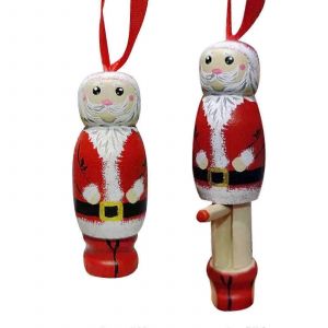 Pendentif Père Noël drôle,Ornements de Noël,Décorations de sapin de Noël,Père Noël debout en bois drôle,Décorations de Noël personnalisées,Uni - Neuf
