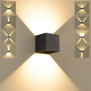 Sansh-Led 12w Applique Murale Extérieur 3000k Blanc Chaud Moderne Intérieur Luminaire Murales,Éclairage Etanche Ip65,Aplique Mural Avec Angle De Faisceau Réglable,Lampe Pour Entrée Jardin Noir - Neuf
