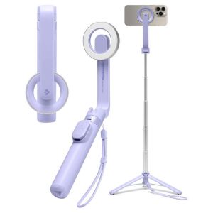 Spigen Tr&eacute;pied Selfie Stick Magsafe Avec T&eacute;l&eacute;commande Universel 74cm Lavender - Neuf