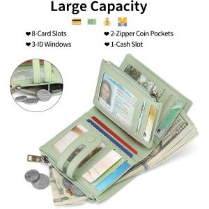 CAUC-Portefeuille Femme Petit Format Cuir, Porte Monnaie Femmes RFID Blocage Court Portefeuilles avec Fentes pour Cartes Multiples et Fermeture &agrave; Glissi&egrave;re, Idee Cadeau Femme - Neuf