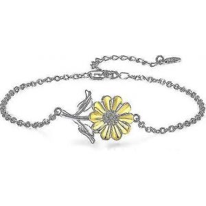 Bracelet Tournesol 925 Argent Sterling Bijoux Tournesol Fête Des Mères Cadeau Bijoux D¿Été Cadeau Pour Femmes Petite Amie Fille Avec Coffret Cadeau (Su - Neuf